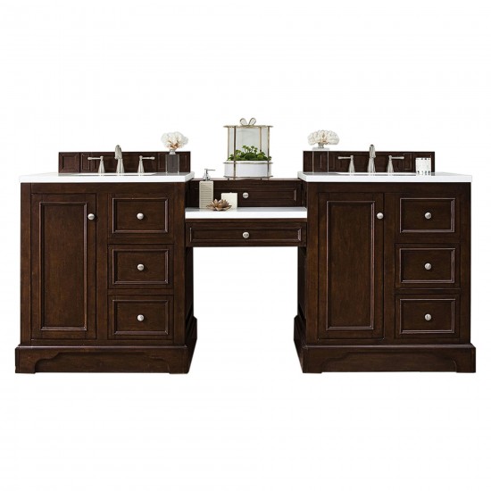 De Soto 82" Double Vanity Set Mahogany w/ 3 CM Arctic Fall Solid Surface Top