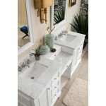 De Soto 82" Double Vanity Set White w/Makeup Table 3 CM Carrara Marble Top