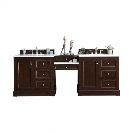 De Soto 94" Double Vanity Set Mahogany w/ 3 CM Arctic Fall Solid Surface Top