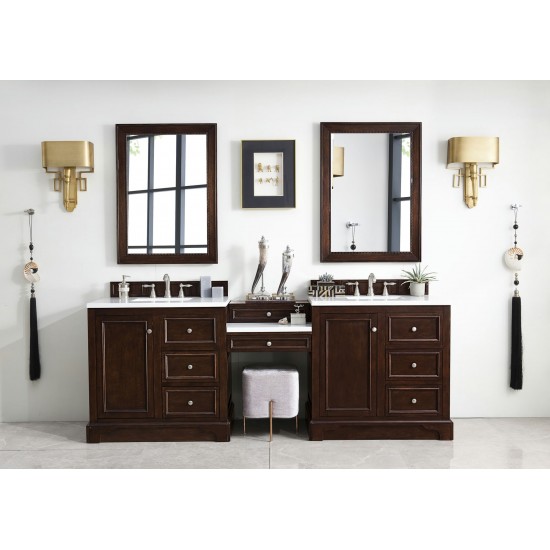 De Soto 94" Double Vanity Set Mahogany w/ 3 CM Arctic Fall Solid Surface Top