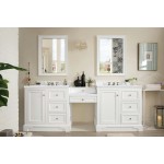 De Soto 94" Double Vanity Set White w/ 3 CM Arctic Fall Solid Surface Top