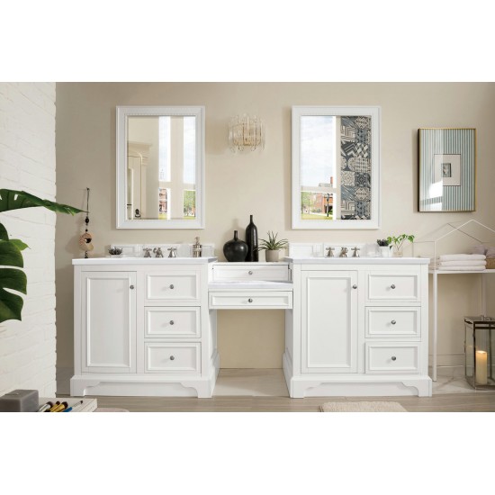 De Soto 94" Double Vanity Set White w/ 3 CM Arctic Fall Solid Surface Top