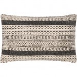 Surya Janya Pillow Shell With Down Insert 14"H X 22"W - Black, Light Beige