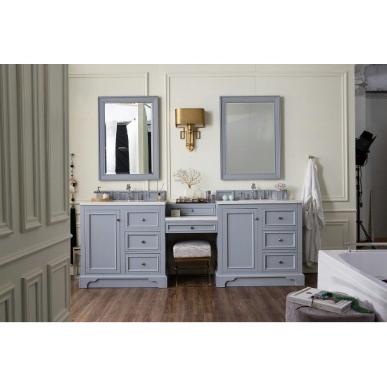 De Soto 94" Double Vanity Set Gray w/ 3 CM Arctic Fall Solid Surface Top