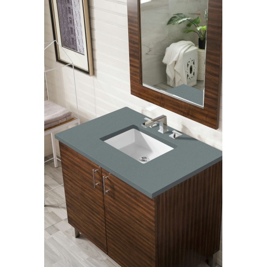 Metropolitan 36" Single Vanity, American Walnut, w/ 3 CM Cala Blue Quartz Top