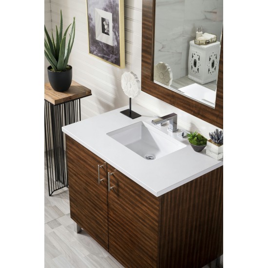 Metropolitan 36" Single Vanity American Walnut w/ 3 CM Classic White Quartz Top