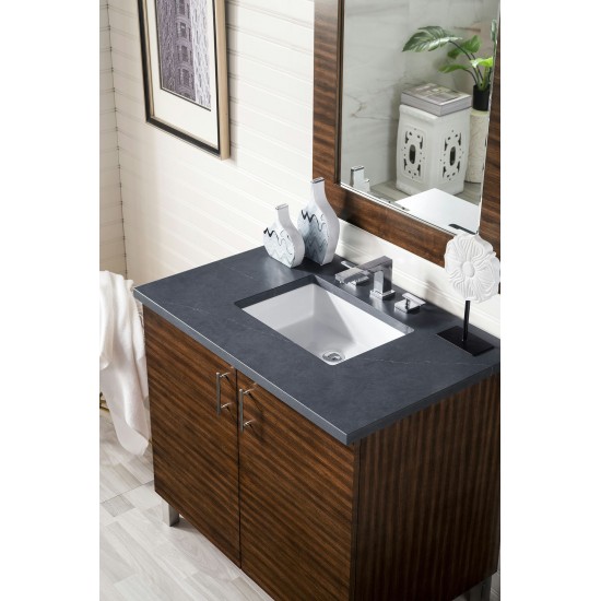 Metropolitan 36" Single Vanity American Walnut w/3 CM Soapstone Quartz Top