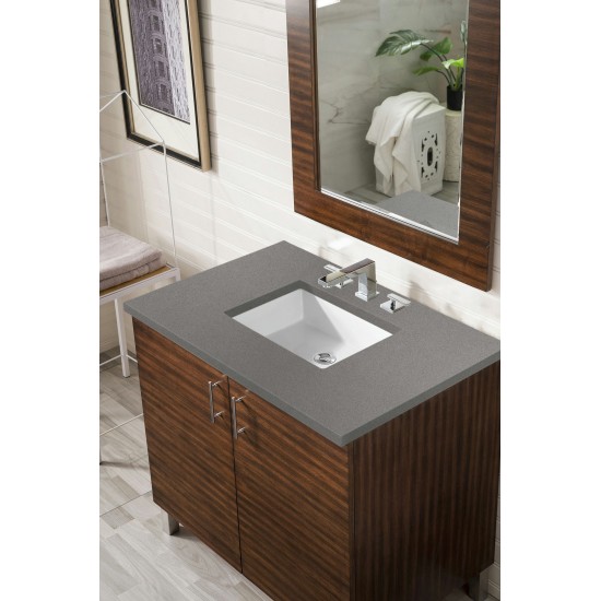 Metropolitan 36" Single Vanity, American Walnut, w/ 3 CM Grey Expo Quartz Top