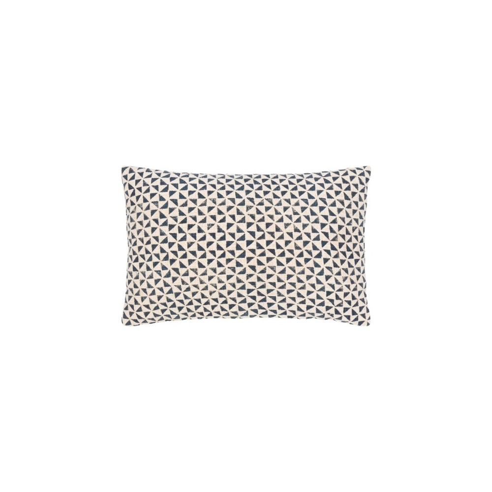 Surya Janya Pillow Shell With Down Insert 14"H X 22"W - Dark Blue & Light Beige