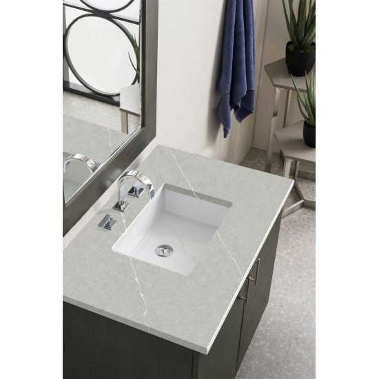 Metropolitan 36" Single Vanity, Silver Oak, w/ 3 CM Eternal Serena Quartz Top