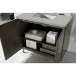 Metropolitan 36" Single Vanity, Silver Oak, w/ 3 CM Eternal Serena Quartz Top