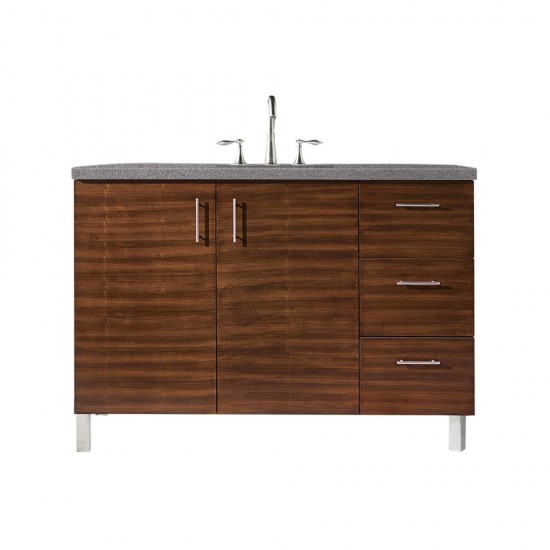 Metropolitan 48" Single Vanity, American Walnut, w/ 3 CM Grey Expo Quartz Top