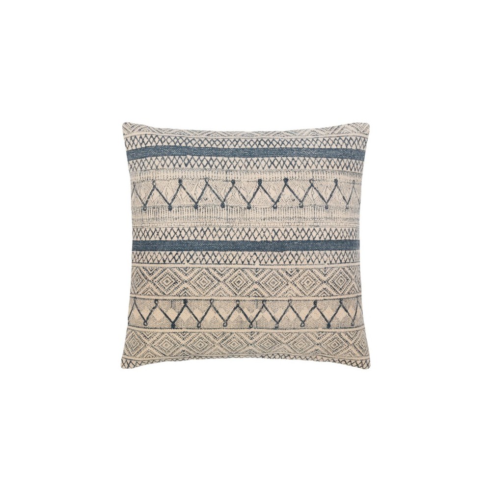 Surya Janya Dark Blue Pillow Shell With Down Insert 22"H X 22"W Surya Janya Dark Blue Pillow Shell With Down Insert 22"H X 22"W
