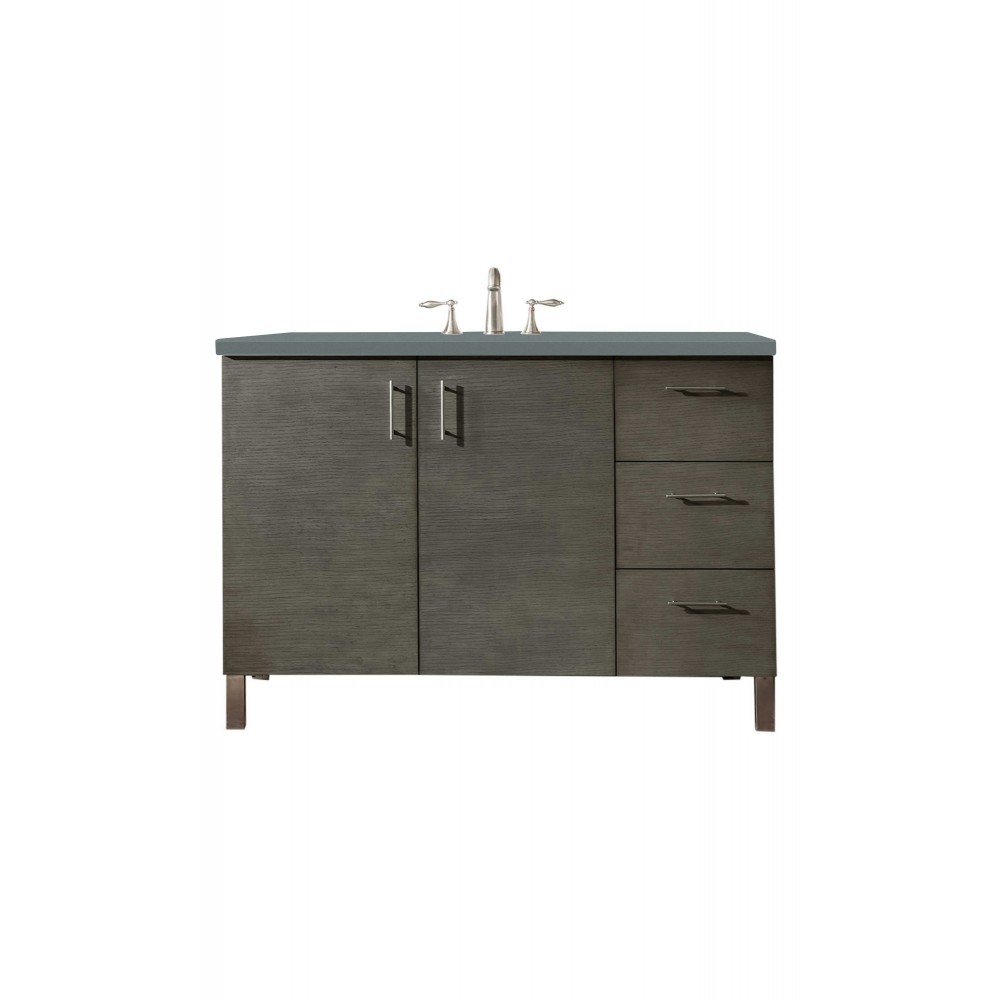 Metropolitan 48" Single Vanity, Silver Oak, w/ 3 CM Cala Blue Quartz Top