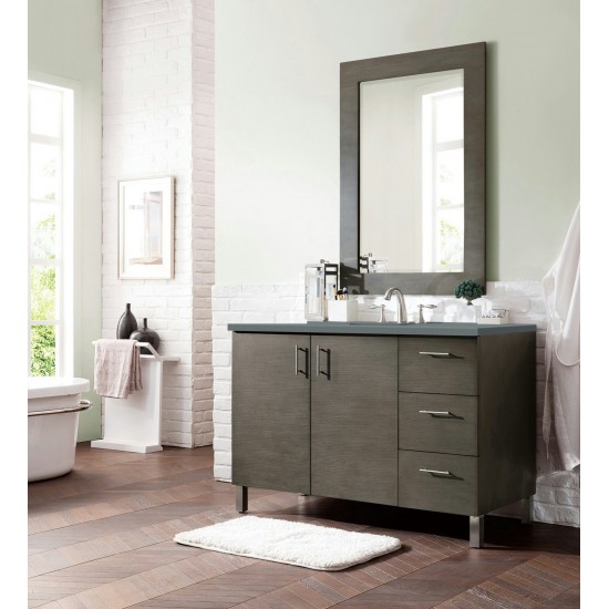 Metropolitan 48" Single Vanity, Silver Oak, w/ 3 CM Cala Blue Quartz Top