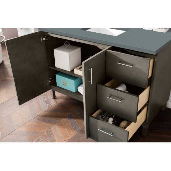 Metropolitan 48" Single Vanity, Silver Oak, w/ 3 CM Cala Blue Quartz Top