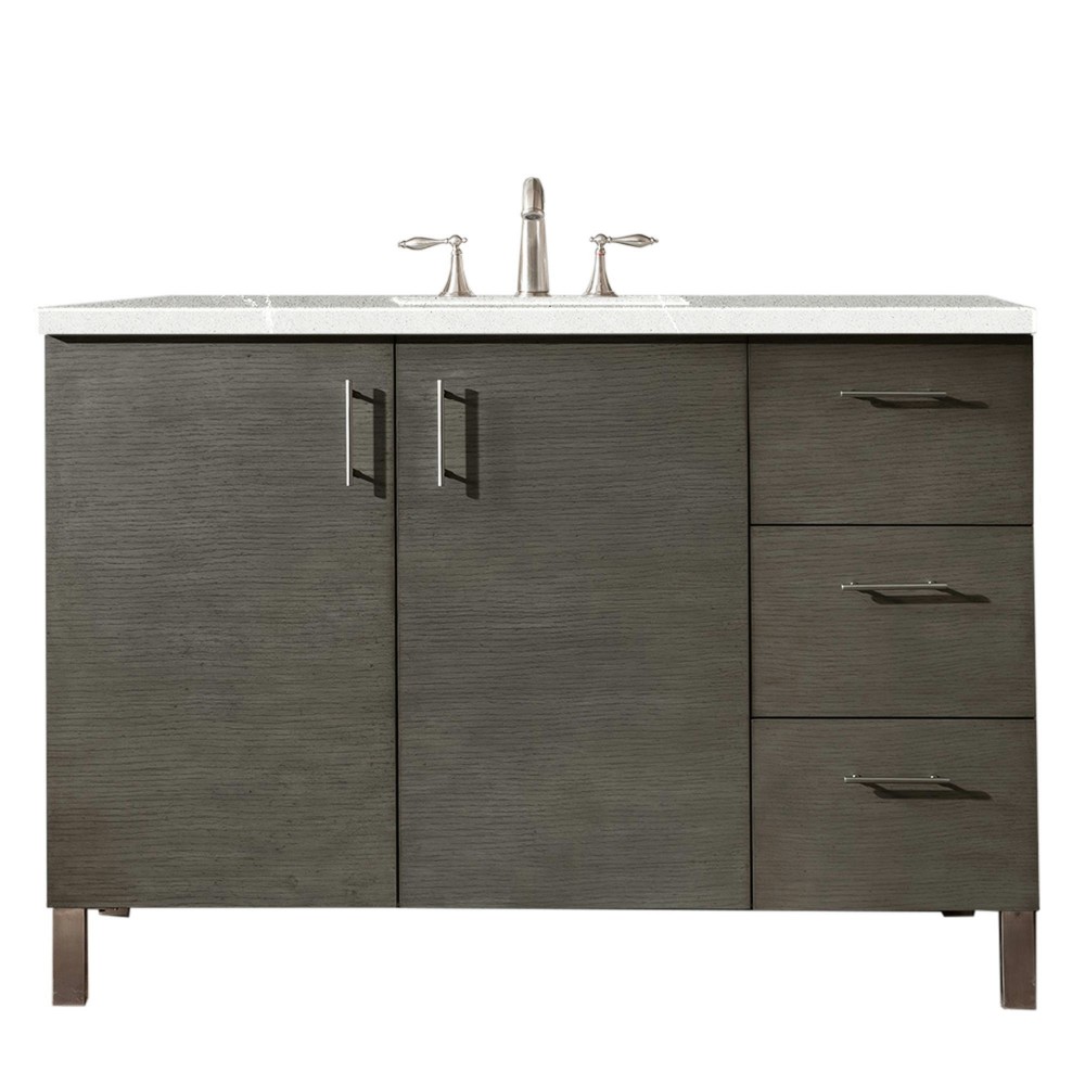 Metropolitan 48" Single Vanity, Silver Oak, w/ 3 CM Eternal Serena Quartz Top