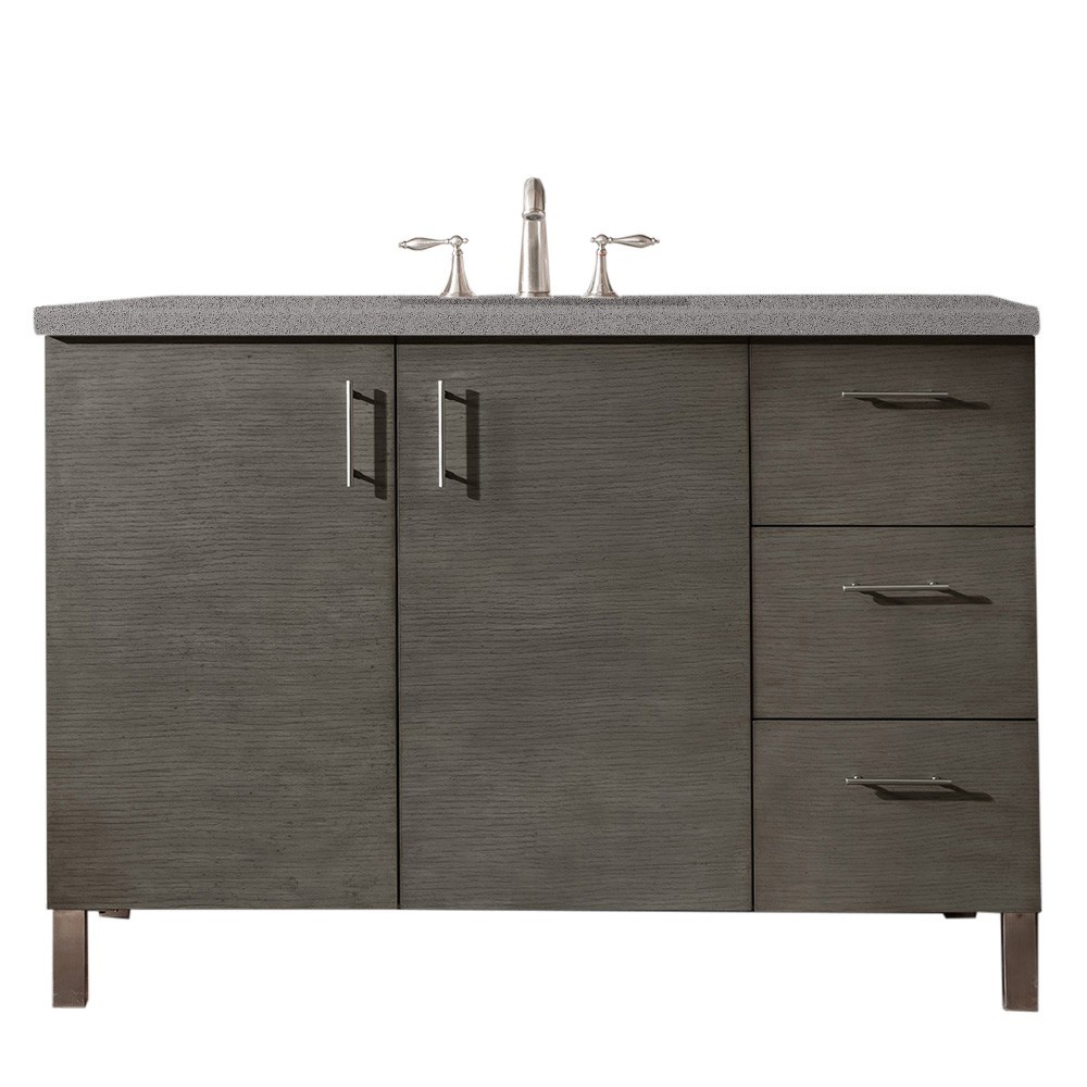 Metropolitan 48" Single Vanity, Silver Oak, w/ 3 CM Grey Expo Quartz Top