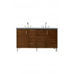 Metropolitan 60" Double Vanity, American Walnut, w/ 3 CM Cala Blue Quartz Top