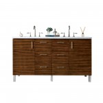 Metropolitan 60" Double Vanity American Walnut w/ 3 CM Jasmine Pearl Quartz Top