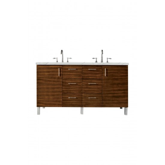 Metropolitan 60" Double Vanity American Walnut w/3 CM Ethereal Noctis Quartz Top