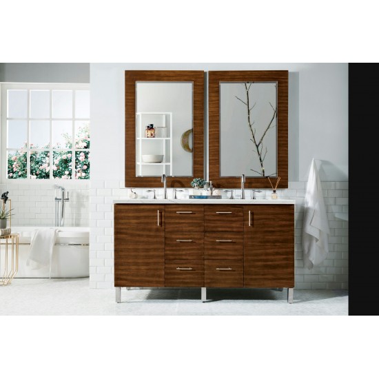 Metropolitan 60" Double Vanity American Walnut w/3 CM Ethereal Noctis Quartz Top