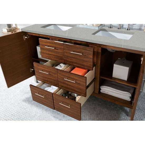 Metropolitan 60" Double Vanity American Walnut w/ 3 CM Eternal Serena Quartz Top