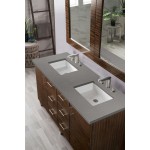 Metropolitan 60" Double Vanity, American Walnut, w/ 3 CM Grey Expo Quartz Top