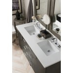 Metropolitan 60" Double Vanity, Silver Oak, w/ 3 CM Classic White Quartz Top