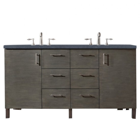 Metropolitan 60" Double Vanity Silver Oak w/ 3 CM Charcoal Soapstone Quartz Top