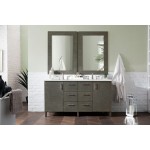 Metropolitan 60" Double Vanity, Silver Oak, w/ 3 CM Ethereal Noctis Quartz Top