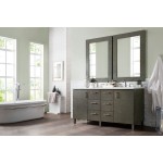 Metropolitan 60" Double Vanity, Silver Oak, w/ 3 CM Ethereal Noctis Quartz Top