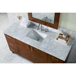 Metropolitan 60" American Walnut Single Vanity w/ 3 CM Carrara Marble Top