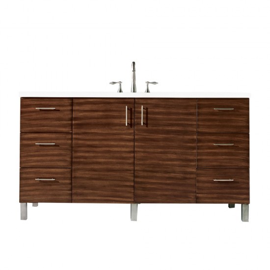 Metropolitan 60" Single Vanity American Walnut w/ 3 CM Classic White Quartz Top