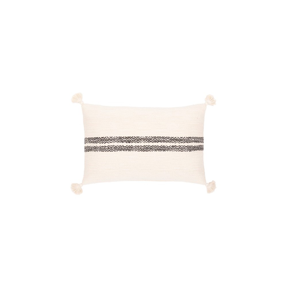 Surya Josie Cream Pillow Shell With Down Insert 14"H X 22"W Surya Josie Cream Pillow Shell With Down Insert 14"H X 22"W