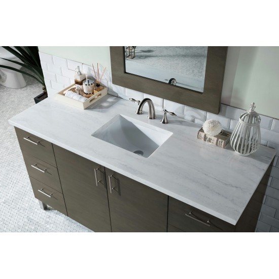 Metropolitan 60" Silver Oak Single Vanity w/ 3 CM Arctic Fall Solid Surface Top