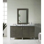 Metropolitan 60" Single Vanity, Silver Oak, w/ 3 CM Cala Blue Quartz Top