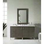 Metropolitan 60" Single Vanity, Silver Oak, w/ 3 CM Classic White Quartz Top