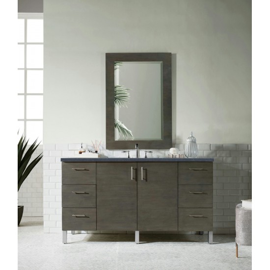 Metropolitan 60" Single Vanity Silver Oak w/ 3 CM Charcoal Soapstone Quartz Top