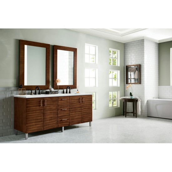 Metropolitan 72" Double Vanity American Walnut w/3 CM Ethereal Noctis Quartz Top