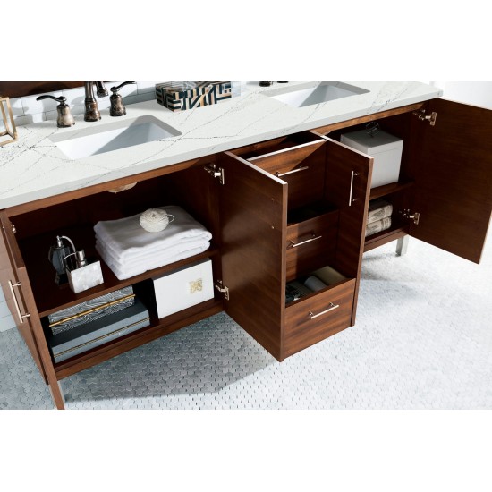 Metropolitan 72" Double Vanity American Walnut w/3 CM Ethereal Noctis Quartz Top