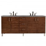 Metropolitan 72" Double Vanity, American Walnut, w/ 3 CM Grey Expo Quartz Top