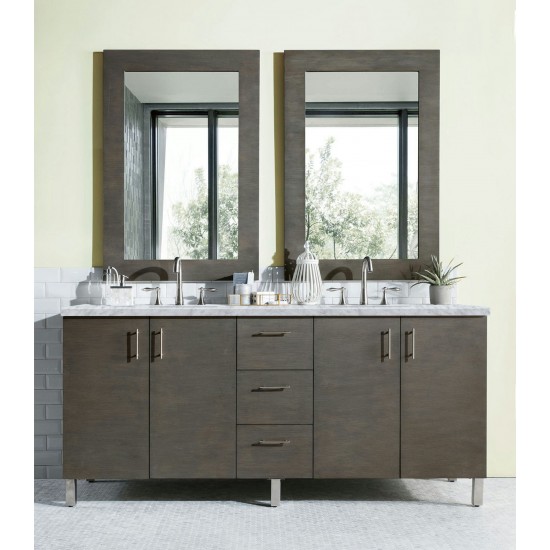 Metropolitan 72" Silver Oak Double Vanity w/ 3 CM Carrara Marble Top