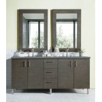 Metropolitan 72" Double Vanity, Silver Oak, w/ 3 CM Cala Blue Quartz Top