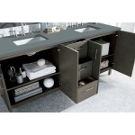 Metropolitan 72" Double Vanity, Silver Oak, w/ 3 CM Cala Blue Quartz Top