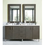 Metropolitan 72" Double Vanity, Silver Oak, w/ 3 CM Classic White Quartz Top