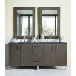 Metropolitan 72" Double Vanity Silver Oak w/ 3 CM Charcoal Soapstone Quartz Top