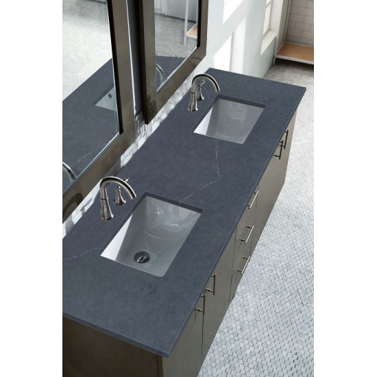 Metropolitan 72" Double Vanity Silver Oak w/ 3 CM Charcoal Soapstone Quartz Top