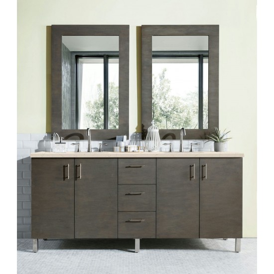 Metropolitan 72" Double Vanity, Silver Oak, w/ 3 CM Eternal Marfil Quartz Top