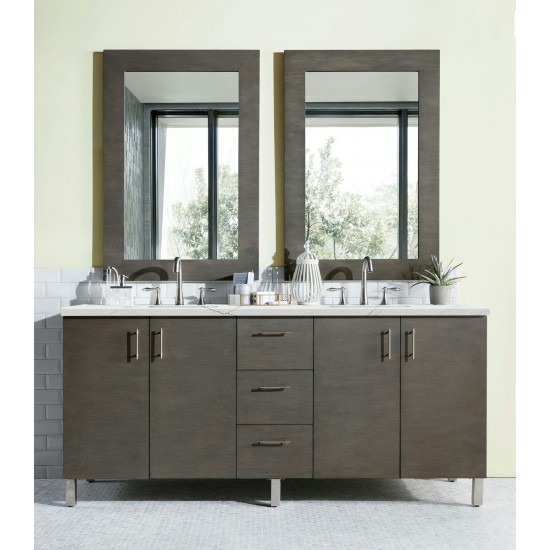 Metropolitan 72" Double Vanity, Silver Oak, w/ 3 CM Ethereal Noctis Quartz Top